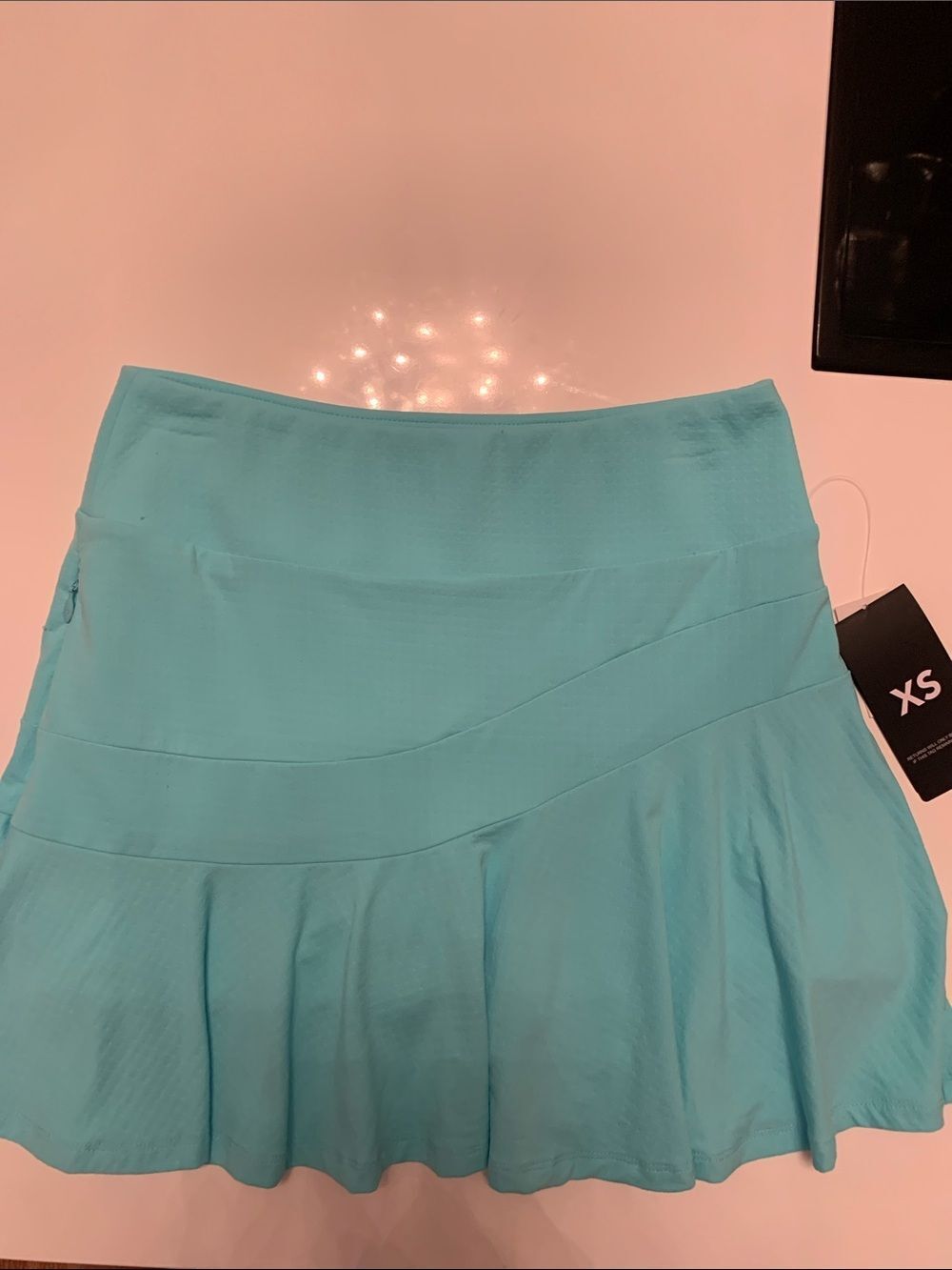 NWT IBKUL Light Aqua Flared Golf Skirt Tennis Skort Pockets Women's Size XS